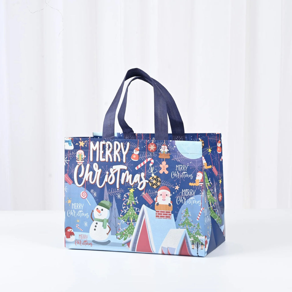 New Year Christmas Non-Woven Fabric Tote Bags Candy Gift Packaging Santa Claus Kid Holiday Happy Year Party Favors Gift Bag 2024