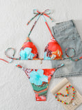 2026 Sexy Triangle Bikini Set Women Lace Up Swimwear Female Printed Swimsuit Beachwear Lady Bather Bathing Swimming Suit Summer