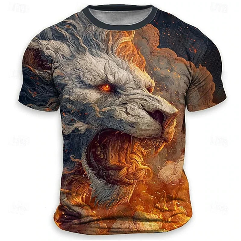 Funny 3D Tiger Print Men's T Shirt Hip Hop Trend Harajuku Streetwear Casual O-neck Loose Tops Summer Fashion Animal Pattern Tees