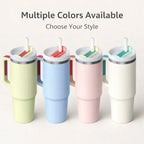 Insulated Tumbler with Handle and Straw Lid, 40oz Large Capacity Travel Mug, Stainless Steel Vacuum Cup for Hot Cold Drinks