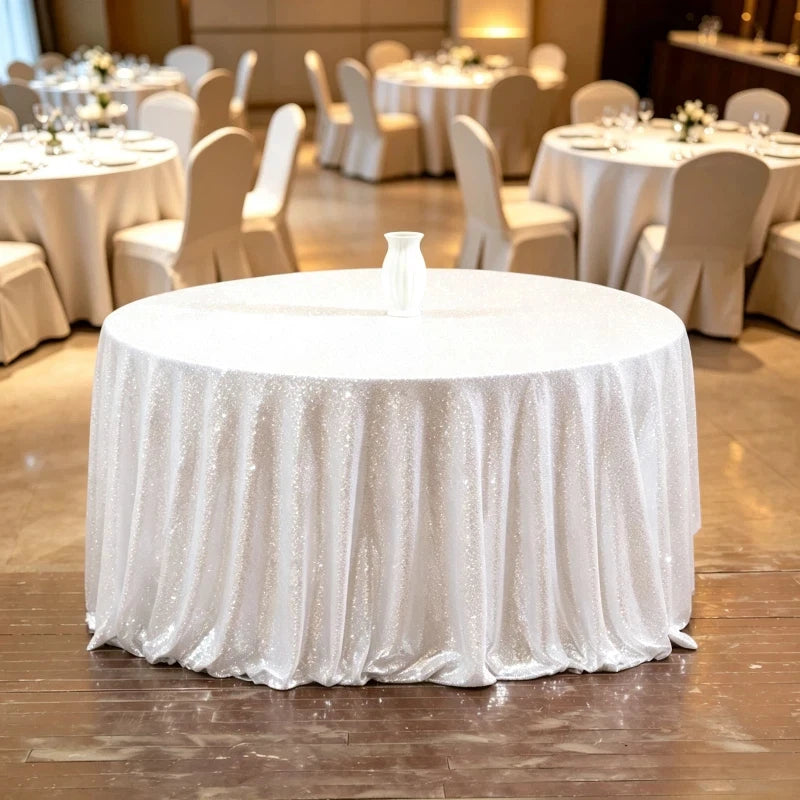 Shiny Sequin Round Tablecloth Sparkly Fabric Table Cover Wedding Banquet Party Decor Multi Round Sizes Available