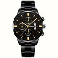 Vintage Quartz Men's Watch with Calendar - Elegant Stainless Steel Timepiece, Perfect Gift