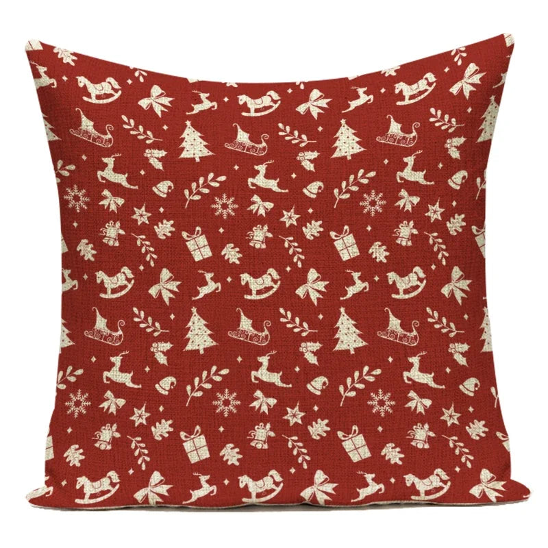 Merry Christmas Cute Cartoon Decorative Pillows Case Santa Christmas Tree Deer Snowman Polyester Cushion Cover For Bed Room