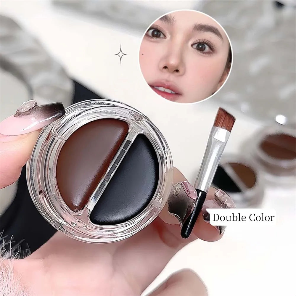 Two-Tone Matte Eyebrow Cream With Brush for Eyeliner & Eye Brow Waterproof Sweat Proof Wild Eyebrow Gel 3D Natural Tint Makeup