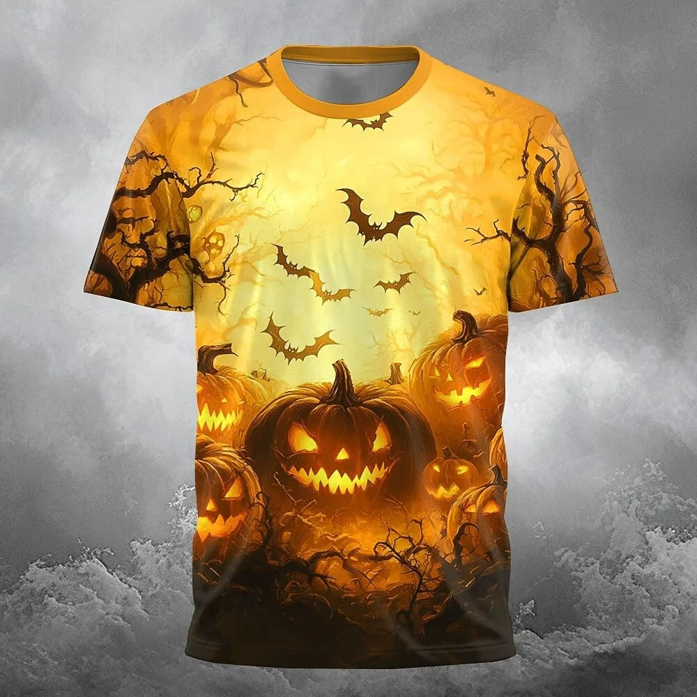 Pumpkin Graphic 3D Print Men's Women's T-Shirt Halloween Theme Family Party Short Sleeve Tees Oversize Round Neck Unisex Clothes