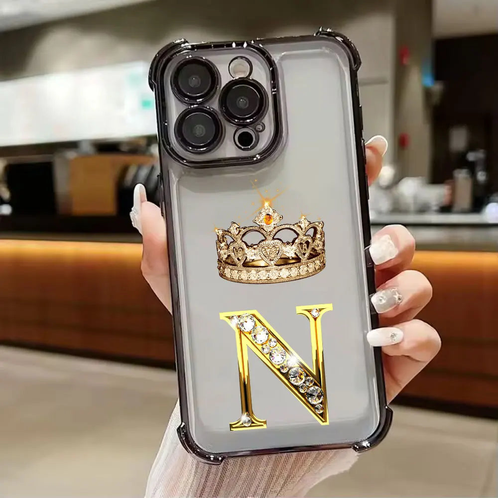 K W N F J O Initial Letter Phone Case for iPhone 11 13 15 16 17 Pro Max 14 Plus 17Air 16E 13 Pro 12 Mini 17Pro Soft Clear Cover