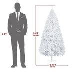 5ft White Unlit Artificial Christmas Tree, 480 Branch Tips Hinged Pine Tree, Flame Retardant PVC with Sturdy Metal Stand for Indoor Home Xmas Holiday Decoration