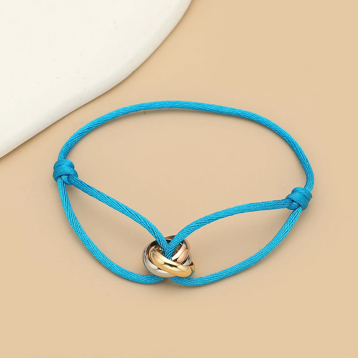 Simple Fashion Unisex Bracelet 3 Metal Round Circle Accessory Adjustable Men's Rope Bracelet for Women Jewelry Gifts