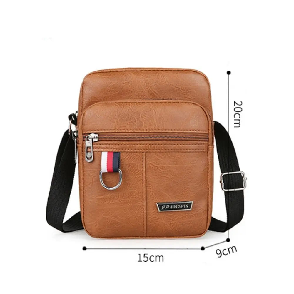 Fashion PU Leather Men's Bag Casual Waterproof Large Capacity Shoulder Messenger Bags Brown Black Handbag Multifunctional