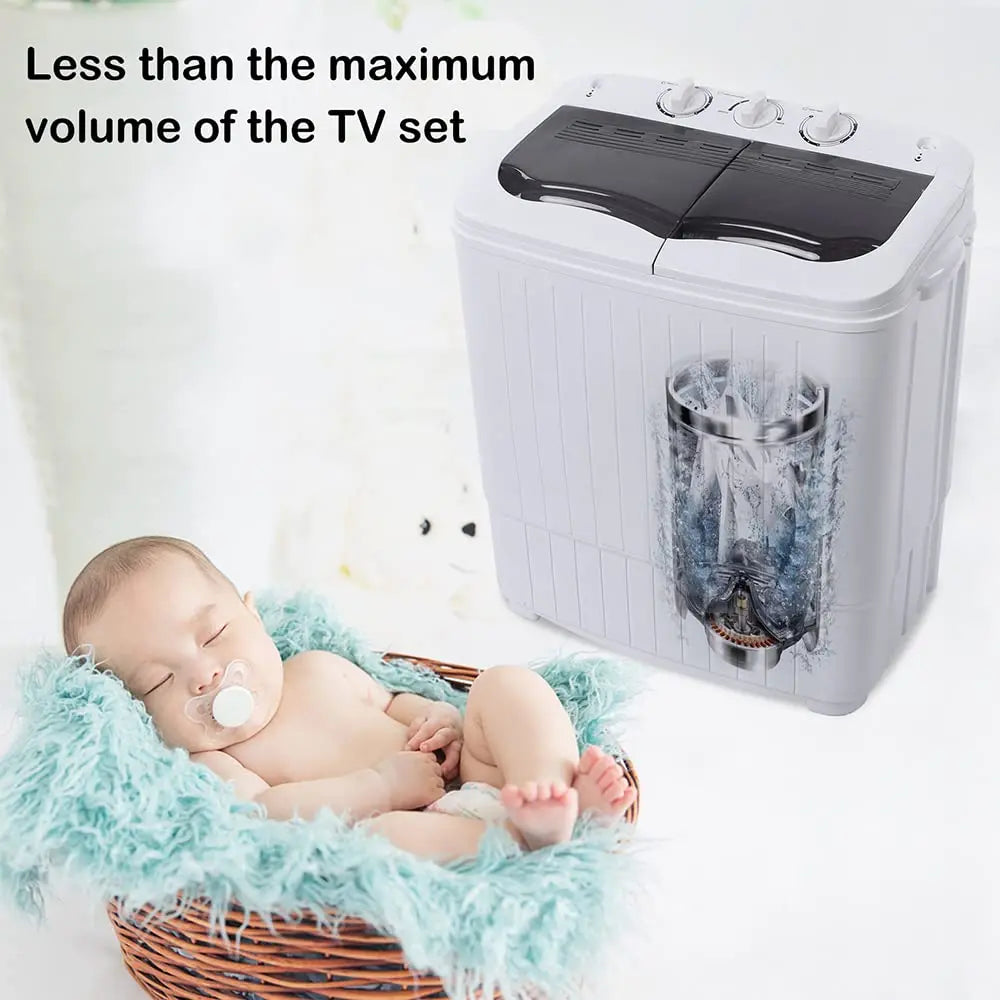 Portable Washing Machine 15LBS Built-in Drain Pump, Compact Mini Washer Machine & Spin Combo, Small Twin Tub Washer, Customized