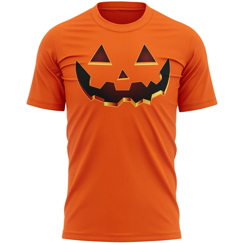 2025 Pumpkin Face T Shirt Men 3D Printing Halloween Short Sleeve Black Orange Tee Shirts Outfit Party Cosplay Costume T-shirt