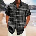 Hawaiian men's summer designer shirts casual short sleeves lapel short sleeves 3d casual plaid stripe pattern tops three colors