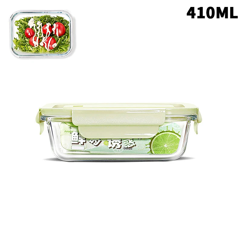 1/2/3 Grids Thickened Leak Proof Microwave Safe Food Crisper High Borosilicate Glass Bento Box With Lids Airtight Lunch Boxes