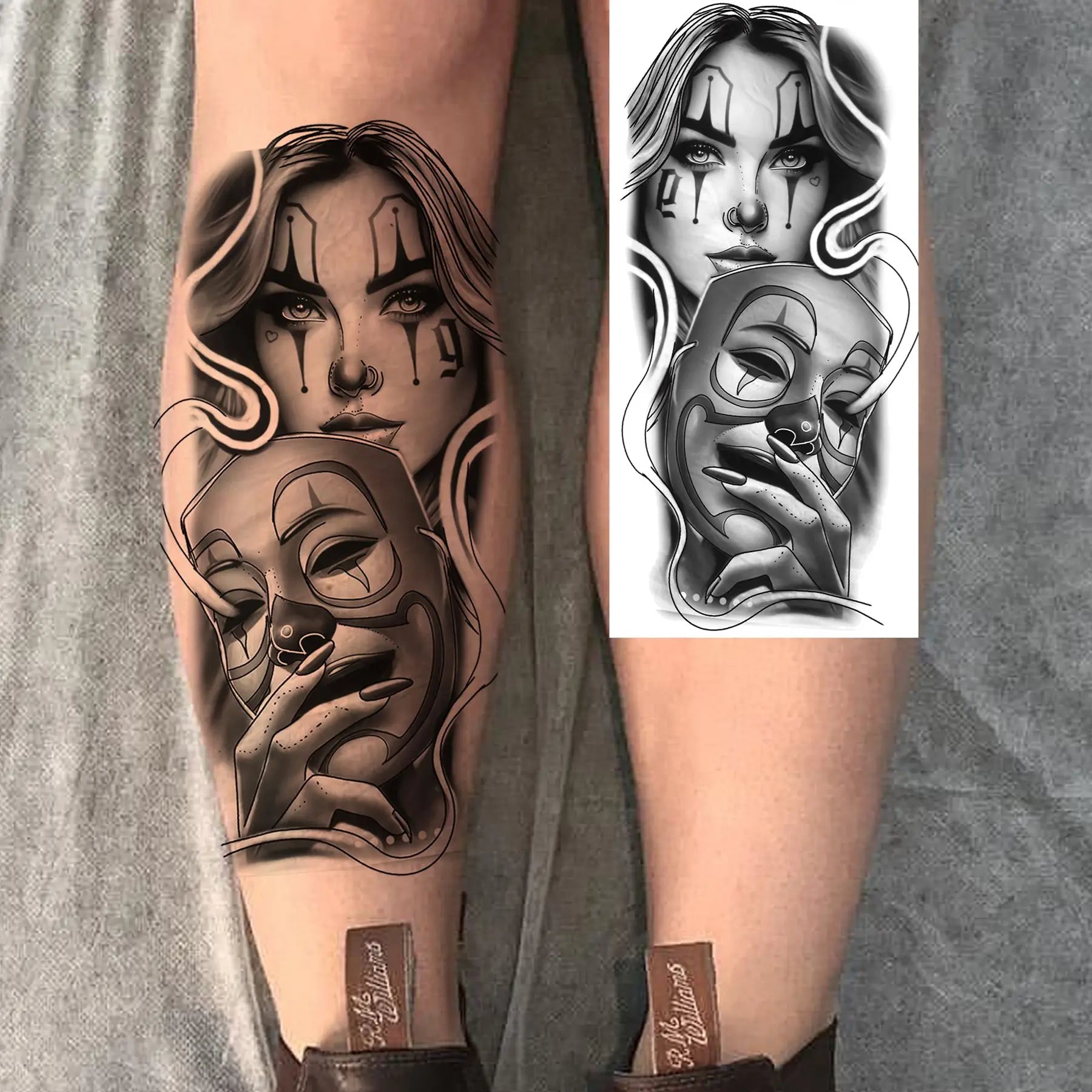 1 Sheet Trendy Cool Robber Gangster Temporary Tattoos For Adults Bad Guy Rebel Tatoos Waterproof Realistic  Fake Tattoo Stickers