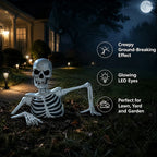 Halloween Walking Skeleton Half Body Skull Glowing Eyes Animated Scary Spooky Horror Prop For Haunted House Party Home Decor