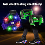 Outdoor Skating Shoe Two-Wheeled Heel Wheels Adjustable Roller Skates PVC 3 Color LED Flashing Luminous Wheel Shoes For Children