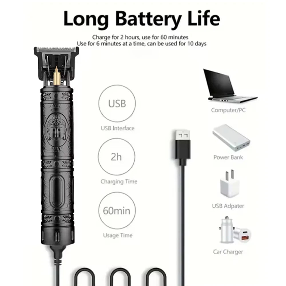 hiena Electric Hair Clipper UBS Rechargeable Cordless Beard Trimmer Men Powerful Electric Hair Clipper Trimming Tool