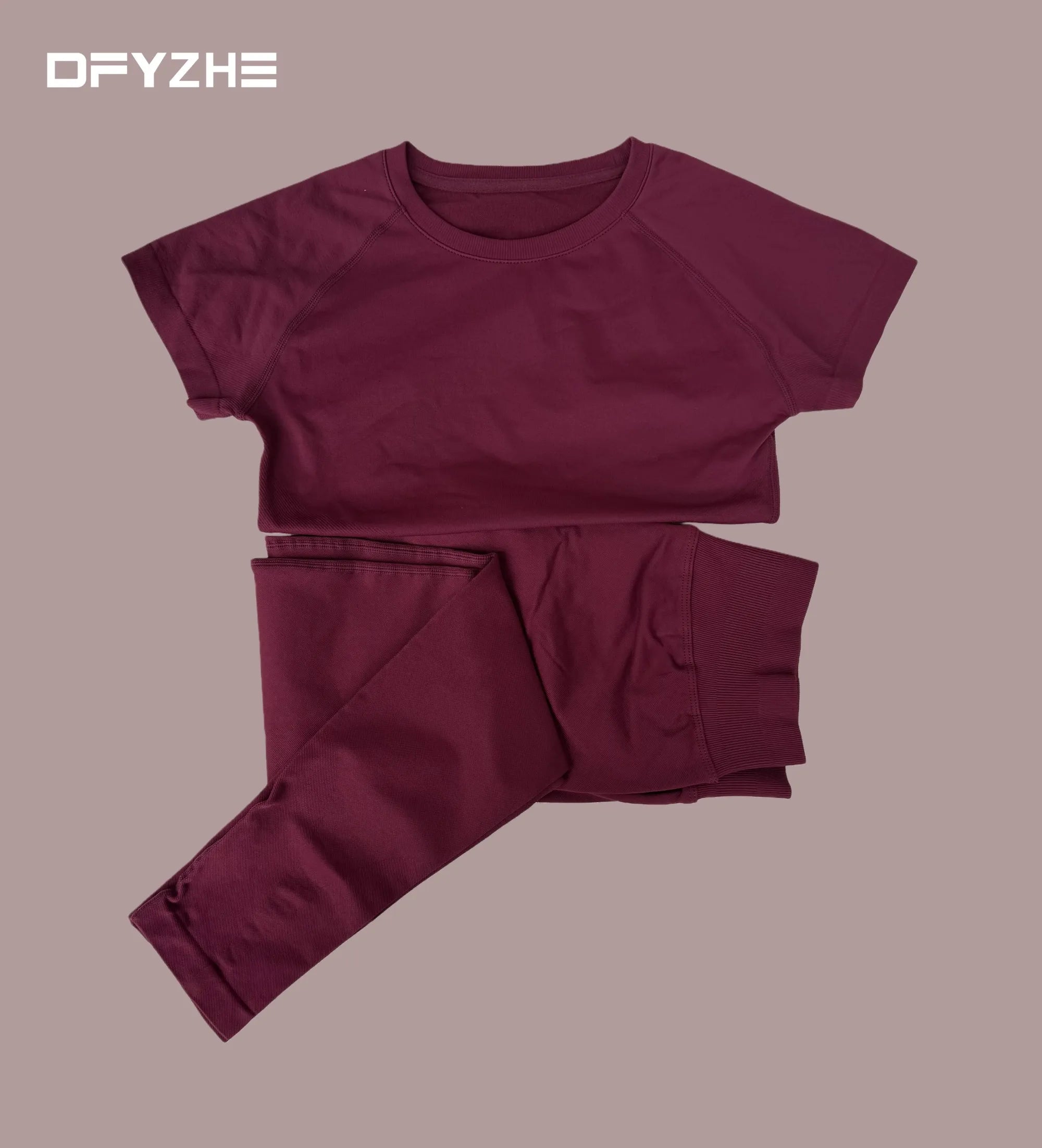 summer new T-shirt long pants two-piece set round neck short sleeved tight pants, yoga fitness tight pants, running sports set