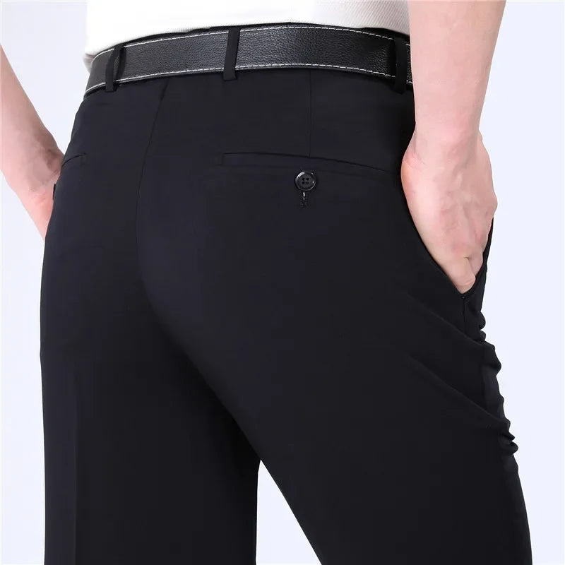 2021 Men Business Silk Suit Pant Plus Size 29-56 Spring Summer New Fashion Formal Men Casual Pant Buckle Trousers For Male