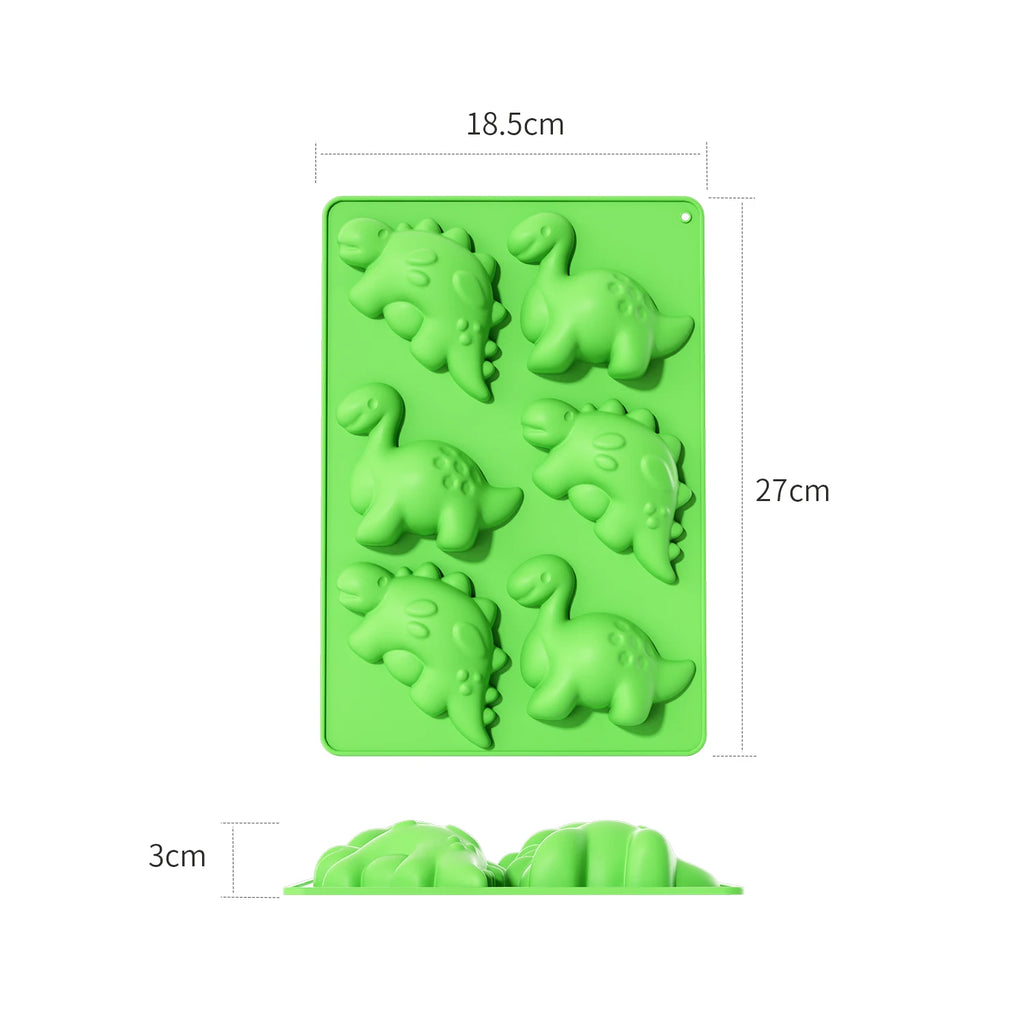 Silicone 6 Cavities Dinosaur Jello Molds for Chocolate Dinosaur Soap Molds for Baking Dessert Cupcake Topper Cake Decoration