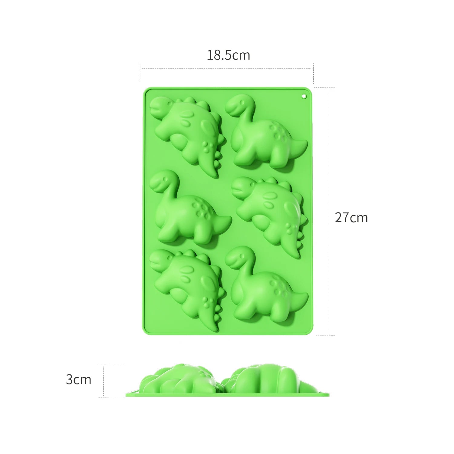 Silicone 6 Cavities Dinosaur Jello Molds for Chocolate Dinosaur Soap Molds for Baking Dessert Cupcake Topper Cake Decoration