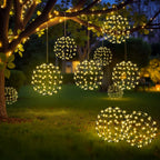 Battery Operated 11.8" Globe String Lights, 2 Pack Warm White Hanging Ball Lights with Remote, 8 Lighting Modes & Auto Timer, IP54 Tree Lights for DIY Floral, Plant & Wedding Decor