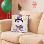 Cute Cartoon Christmas Cushion Cover Purple Sequin Santa Hat Pillowcase 3D Christmas Snowman Santa Claus Reindeer Pillowcase