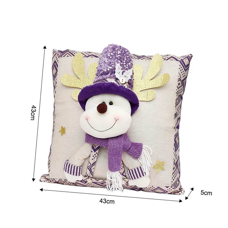 Christmas 3D Cushion Cover Snowman Santa Elk Pattern Pillowcase Sofa Cushion Covers for Home 2026 New Year Christmas Decorations