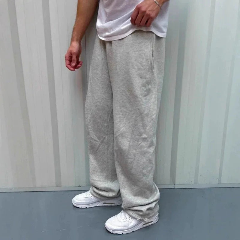 autumn winter man/woman Jogging Straight Sweatpants Street Style wide leg pants Casual Solid colors versatile Loose Men's