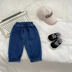 2024 Autumn New Baby Denim Trousers Loose Infant Boy Causal Pants Solid Kids Boys Jeans Toddler Clothes