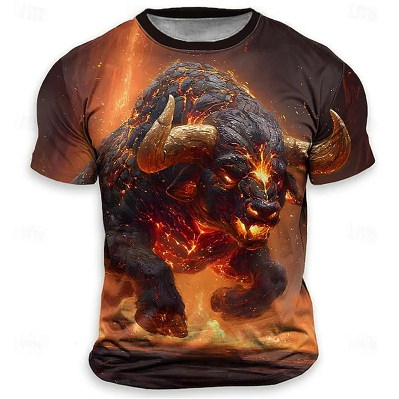 Funny 3D Tiger Print Men's T Shirt Hip Hop Trend Harajuku Streetwear Casual O-neck Loose Tops Summer Fashion Animal Pattern Tees