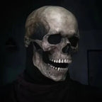 Full Head Latex Skull Mask Realistic Horror Halloween Cosplay Mask for Adults Scary Party Costume Skeleton Headgear Prop