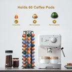 Nespresso Coffee Pods Holder Holds 60 Pods 360 Degree Rotatable Coffee Capsules Storage Rack Metal Tower Stand Home Kitchen Use
