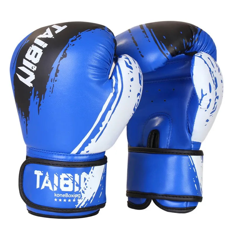 1 Pair Adult Boxing Gloves Men Punching Training Sparring Comfortable Adjustable Fighting Mitts Hand Protector Black Red Blue