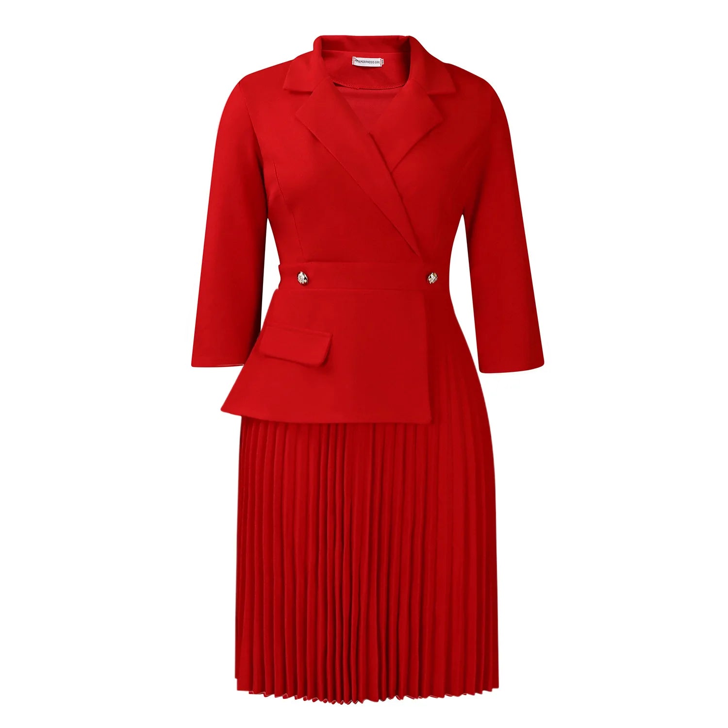 Elegant Dresses for Women Blazer Turn Down Collar Pleated Modest Church Office Ladies Work Wear Female African Slim Autumn New