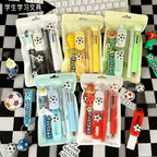 Soccer Sport Stationery Kit Cute Football Themed School Supplies Set With Pens Eraser Correction Tape Keychain Gift For Boys Tee