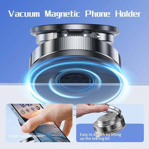 360° Upgraded Vacuum Magnetic Phone Holder, Magnetic Car Phone Mount, Hands-Free Suction Cup Phone Holder for Car/Gym/Mirror