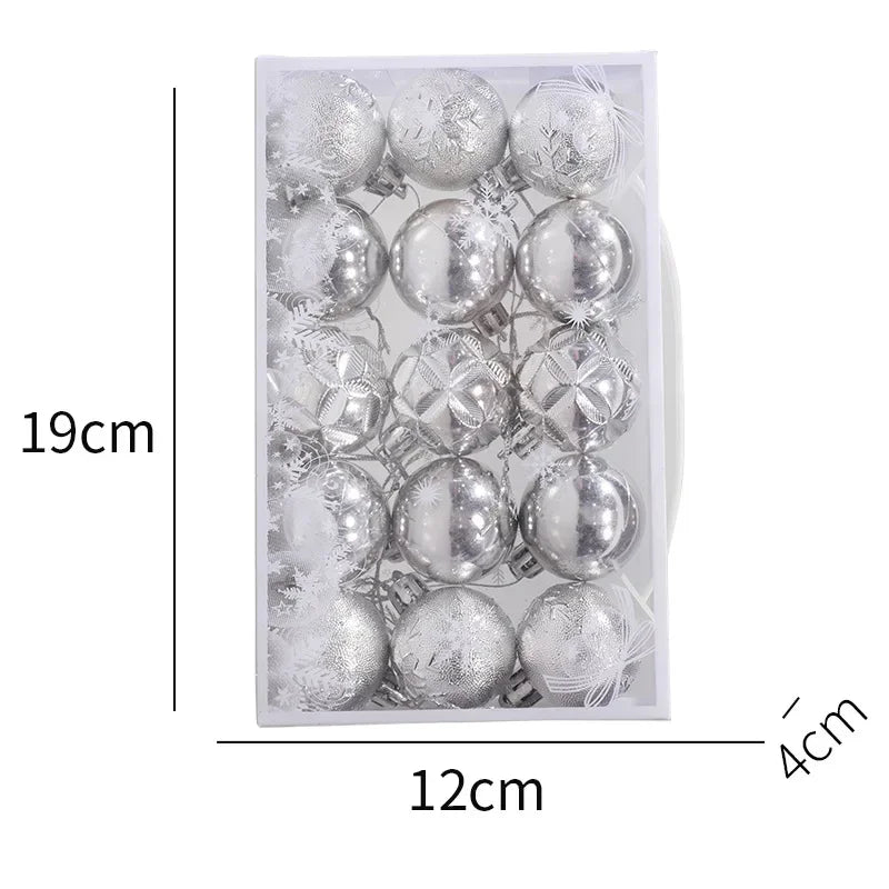 15PCS Christmas Ball 6 Color Styles Xmas Tree Decor Noel Restaurant Window Display Merry 2025 Christmas Decor For Home Kid Favor