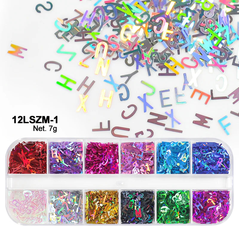 Holographic Sweet Love Heart Nail Art Glitter Sequins Shining Laser Fluorescence Star Butterfly 3D Nails Decorations Accessories