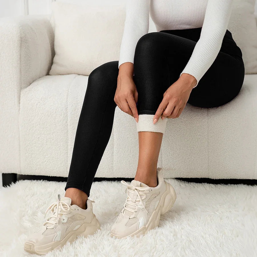 Women's Fleece Lined Leggings High Waist Thermal Warm Stretch Skinny Pants Autumn Winter Cold Weather Casual Thermal Leggings