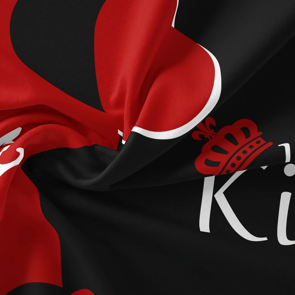 Dark Red And Black Three-Piece Bedding Set with Queen & King Size Featuring Printed English Letters on The Duvet Cover
