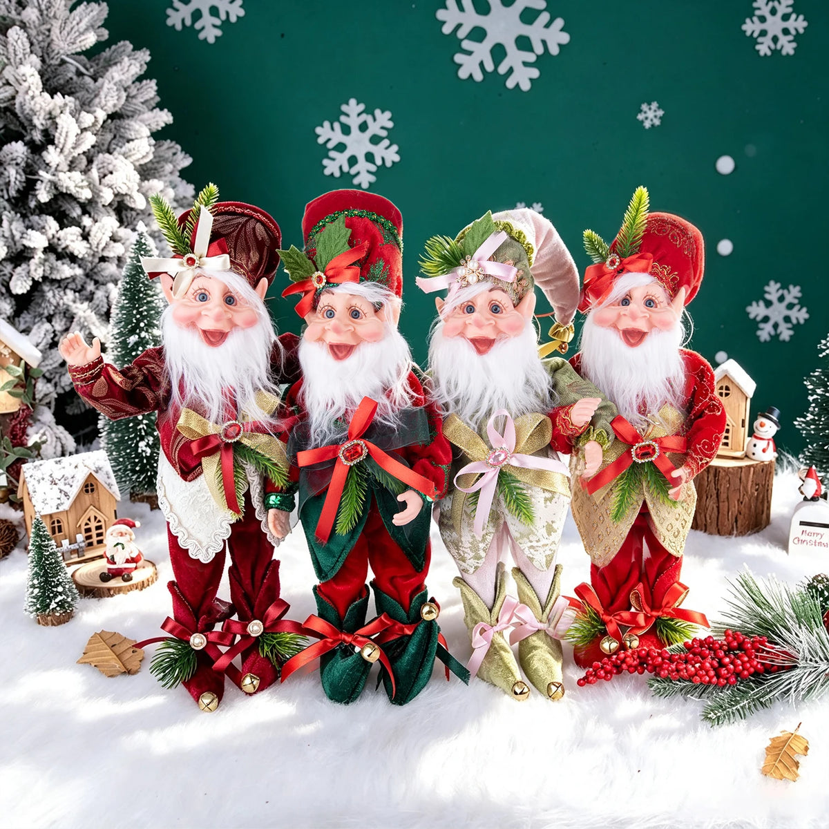 Christmas Decoration Santa Claus Statue Standing Elf Doll Decoration Christmas Tree Pendant Home Merry Christmas New Year Gift
