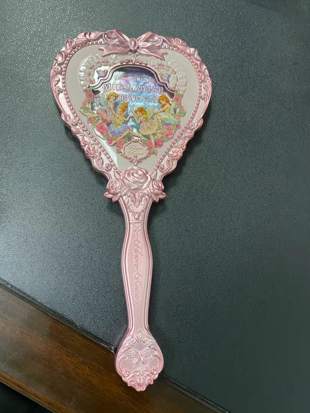 Flower Knows Sweet Bear Series Handheld Makeup Mirror - Creamy Pink