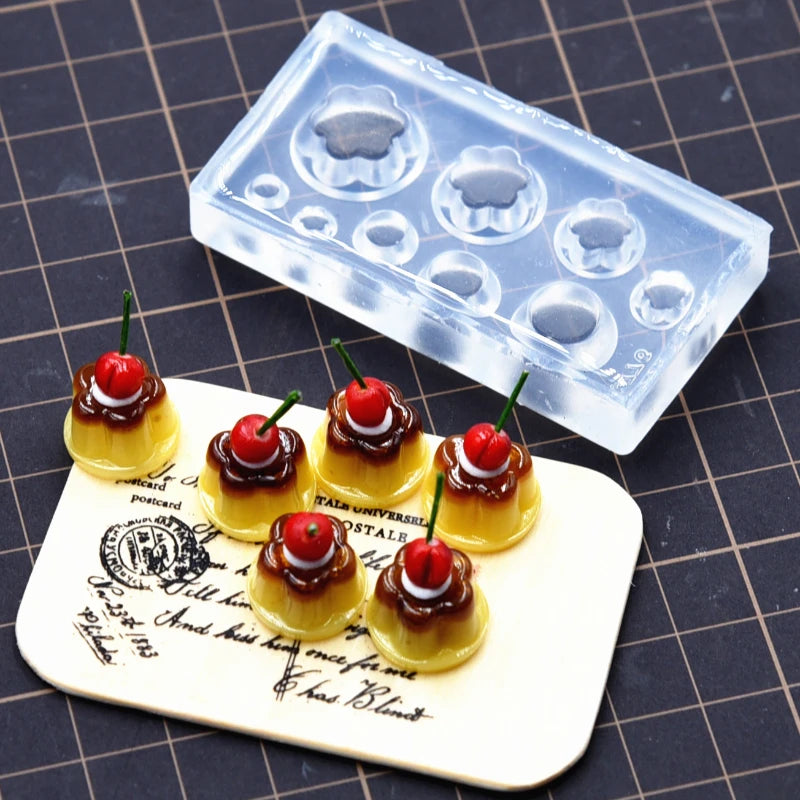 Mini Cherry Pudding Jelly Silicone Molds Ultra Light Clay DIY Miniature Dessert Food Play Handmade Gifts Clay Molds