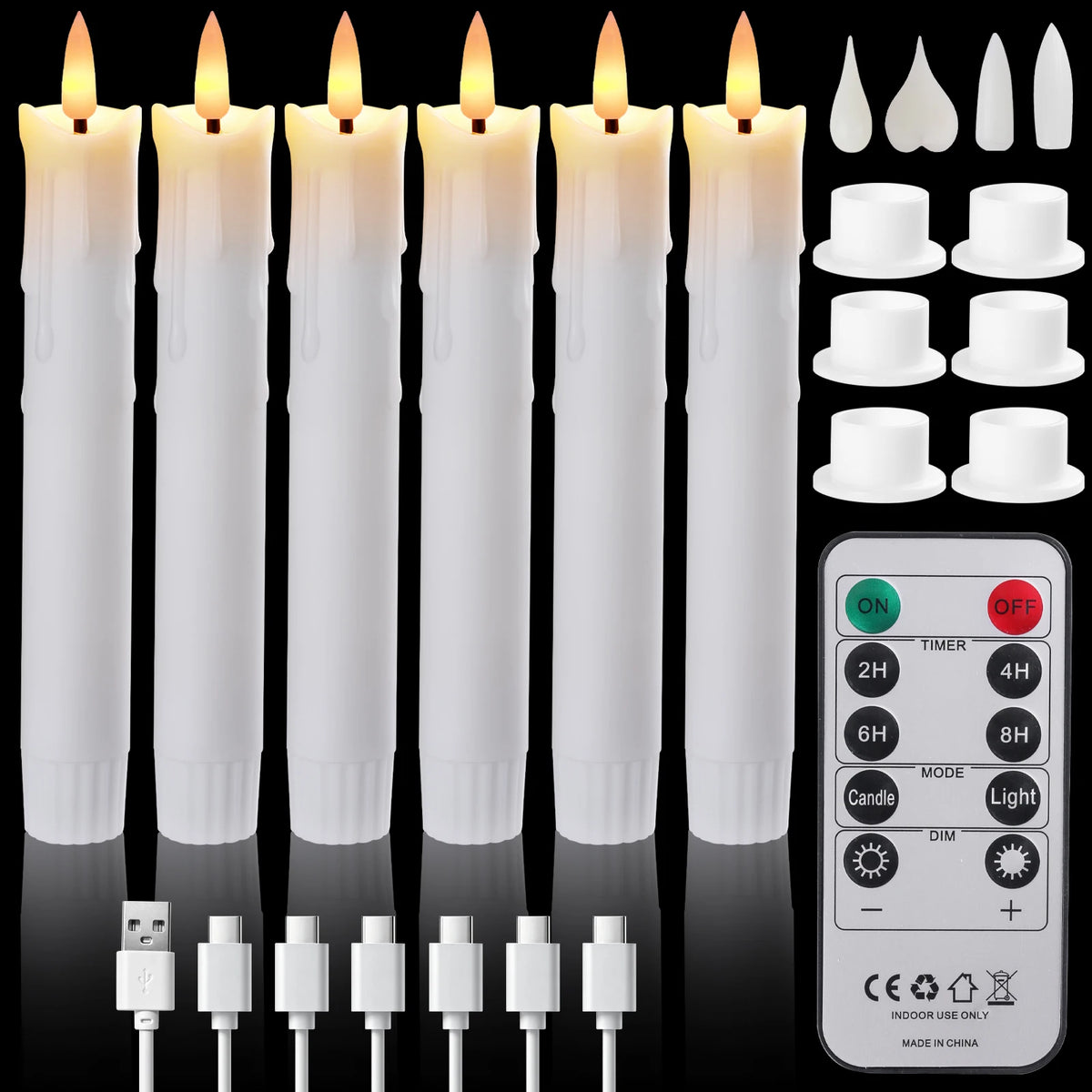 Flameless LED Taper Candles with Remote Timer Battery Operated Flickering Candlesticks for Wedding Halloween Christmas Decor