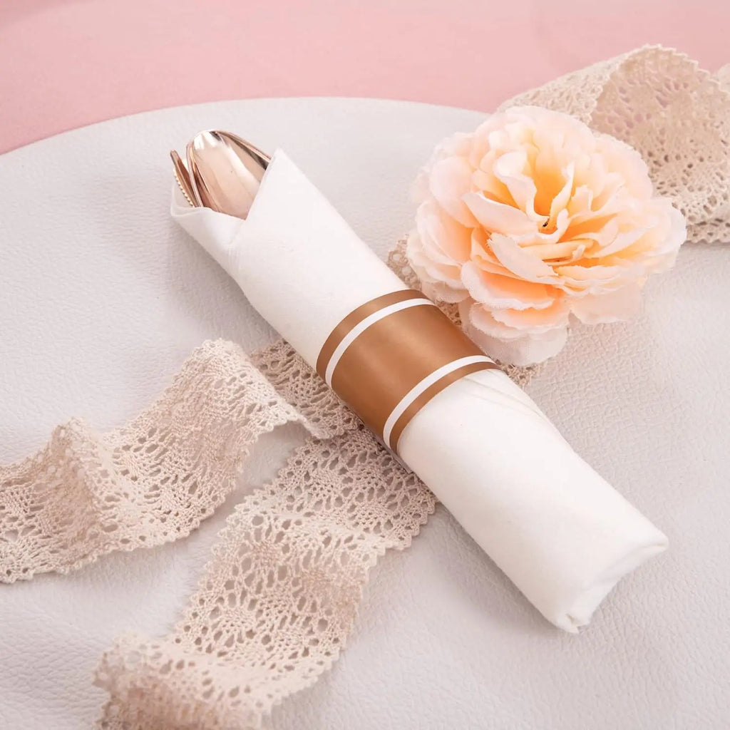 350PCS Rose Gold Plastic Plates - Clear Rose Gold Disposable Dinnerware Set - Include 100 Dinner/Dessert Plates,50 Cups,50 Pre R