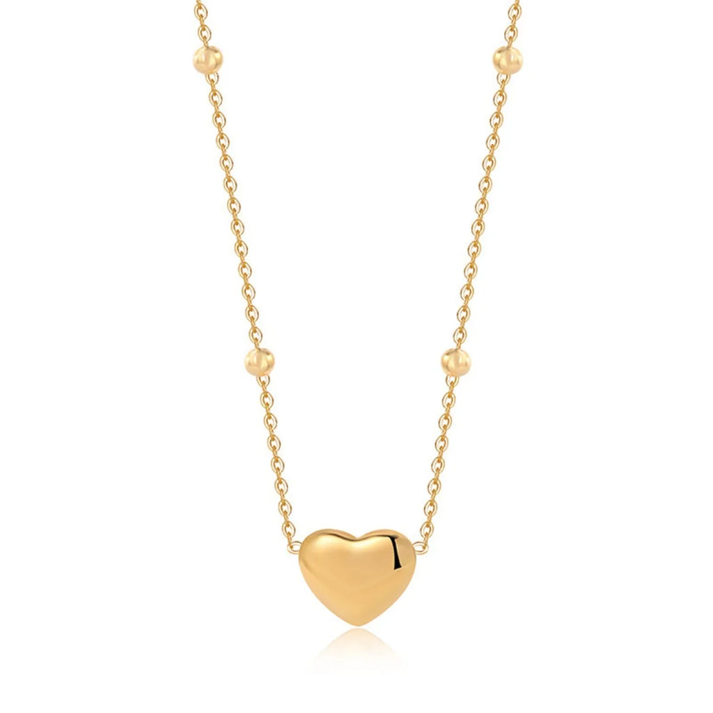 Fashion Heart Bracelet Necklace Set for Women, Stainless Steel Gold Color Hypoallergenic Daily Jewelry Set Gifts 2pcs Set
