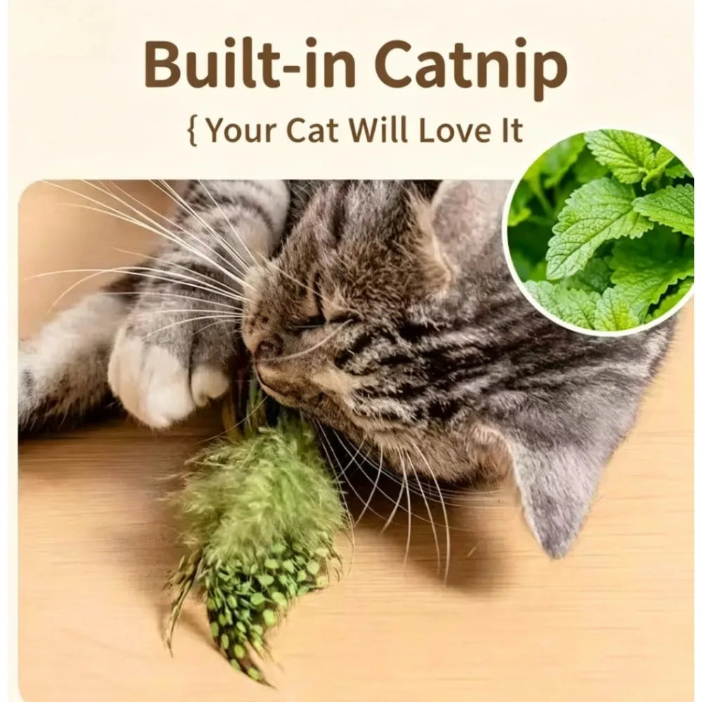 1Pc Cat Toy Simulation Chirping Bird Sound Wand. Self Play Interactive Toy for Kitten. Boredom Relief Durable Chew Teaser for Cats.