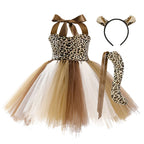 New Tutu Skirt Set Children's Clothing Animal Cos Elk Halloween Clothing Little Cat Mesh Girls' Dress School Performance Dress
