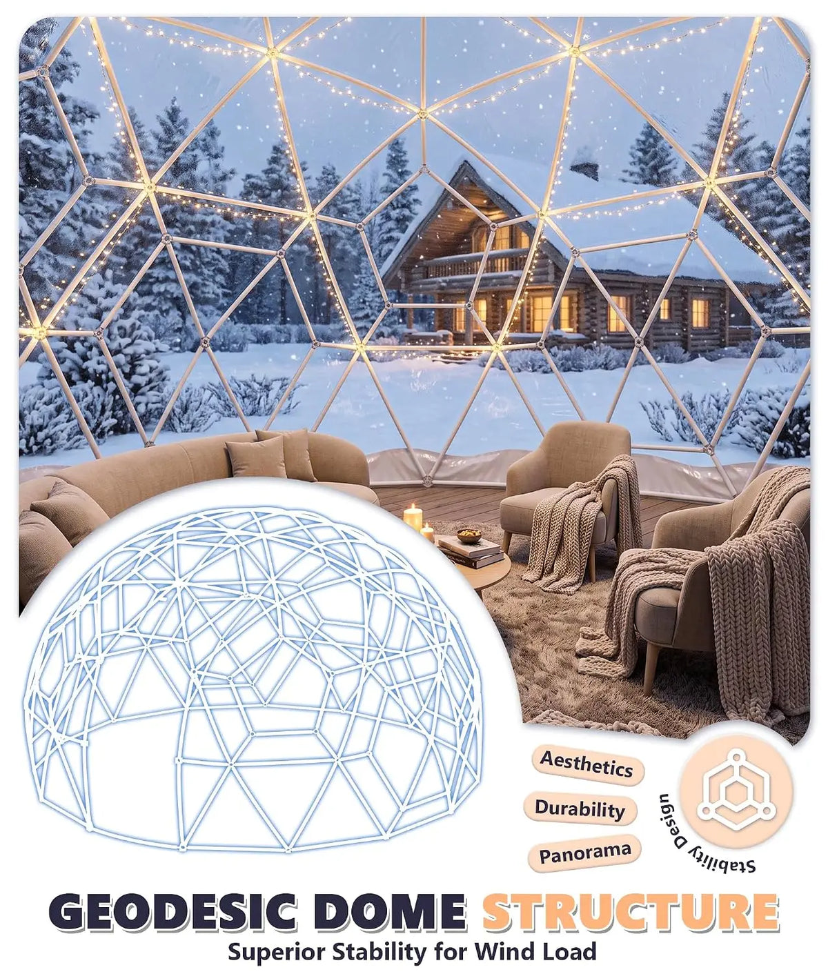 Dome Tent for Garden , Geodesic Dome Greenhouse with TPU Clear Cover, Waterproof Garden Bubble Dome Tent House with, Customized